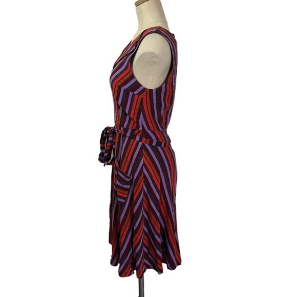Modcloth dress women's M red purple v neck linen blend sleeveless Retro - Picture 8 of 10